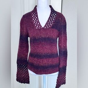 5% WOOL 5% MOHAIR 5% ALPACA Y2K Vibe Bell crochet cuff & v neck sweater